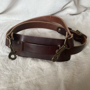 Go Forth Goods one inch mocha leather crossbody strap.